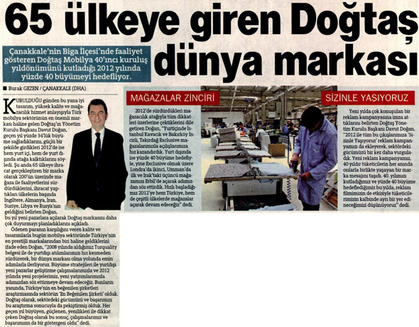 Hürriyet: 65 ülkeye giren Doğtaş dünya markası