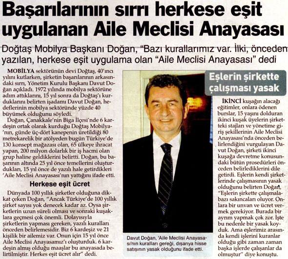 Sözcü: Başarılarının sırrı herkese eşit uygulanan Aile Meclisi Anayasası