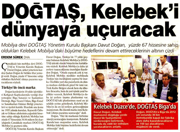 Milliyet: DOĞTAŞ Kelebekle dünyaya uçacak