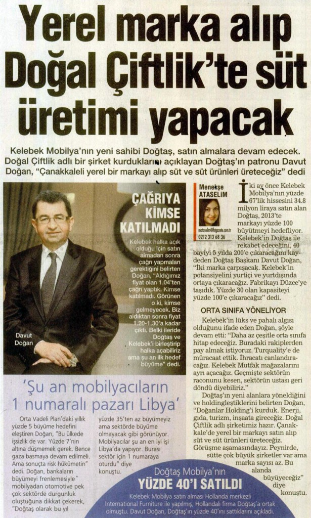 Habertürk: Yerel marka alıp Doğal Çiftlikle süt üretimi yapacak